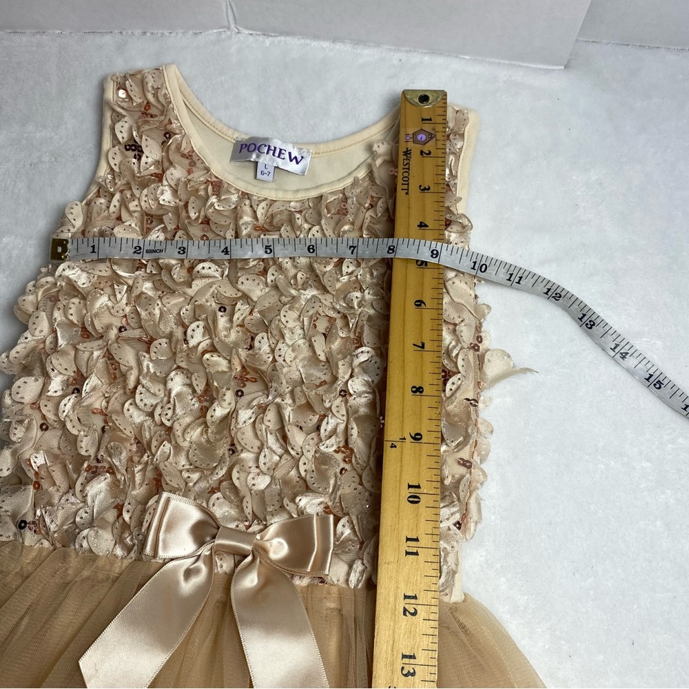 Pochew Elegant Cream Ruffled Dress Size 6/7 - Picture 7 of 12